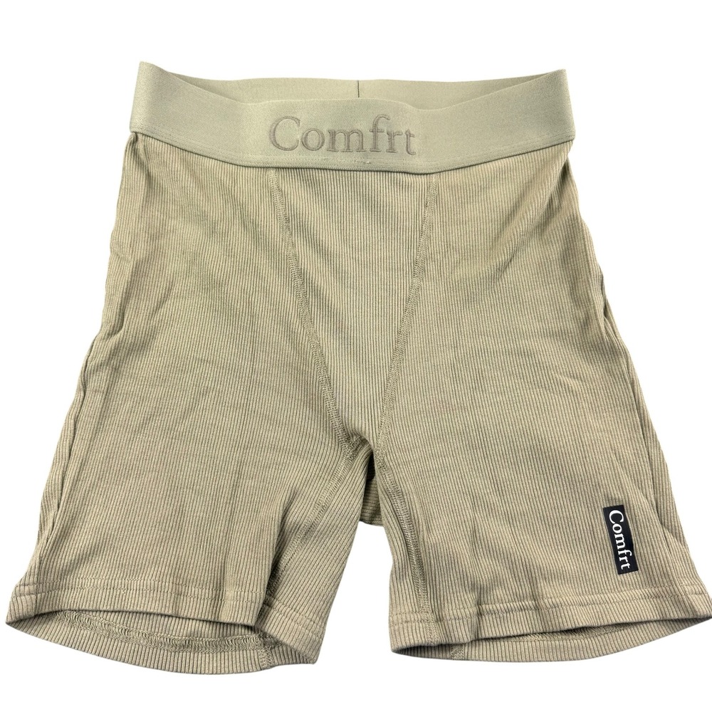Comfrt Ribbed Biker Shorts Green High Rise Athletic Lounge Shorts Small